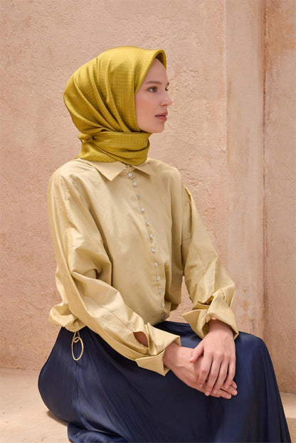 Belli İpek Eşarp - 4104-58 Gold Twill