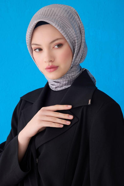Belli İpek Eşarp - 4104-60 Gri Twill