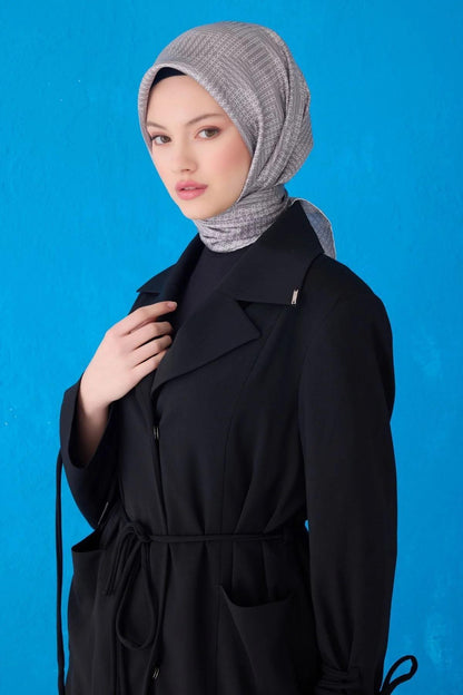 Belli İpek Eşarp - 4104-60 Gri Twill
