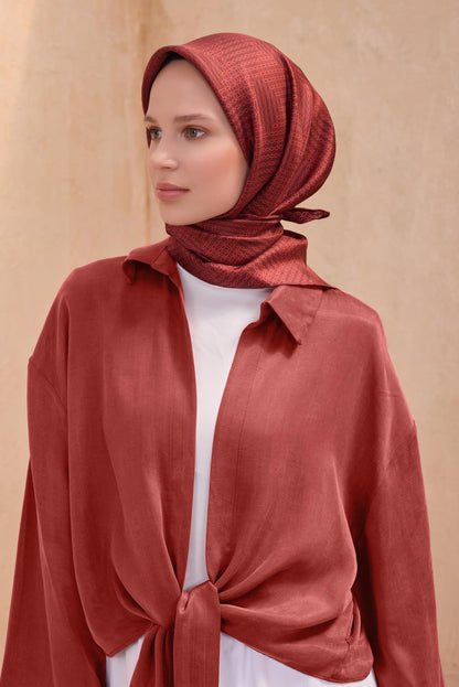 Belli İpek Eşarp - 4104-62 Bordo Twill