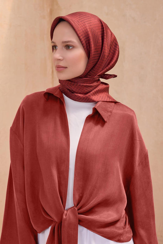 Belli İpek Eşarp - 4104-62 Bordo Twill