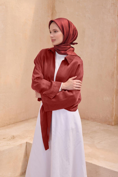 Belli İpek Eşarp - 4104-62 Bordo Twill