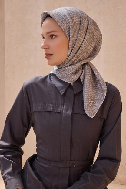 Belli İpek Eşarp - 4104-64 Vizon Twill