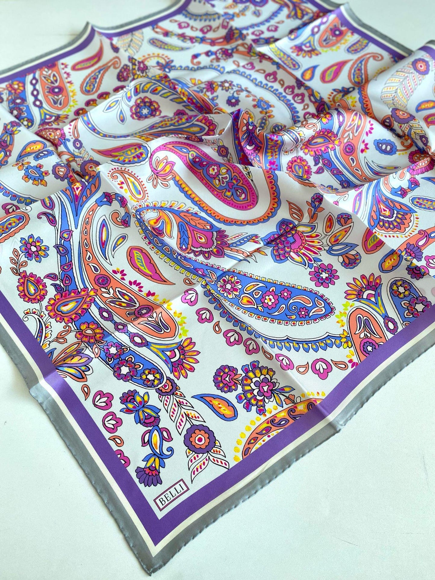 Belli İpek Eşarp - 4111-35 Gri Mor Twill