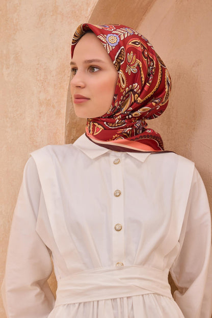 Belli İpek Eşarp - 4111-40 Kiremit Twill