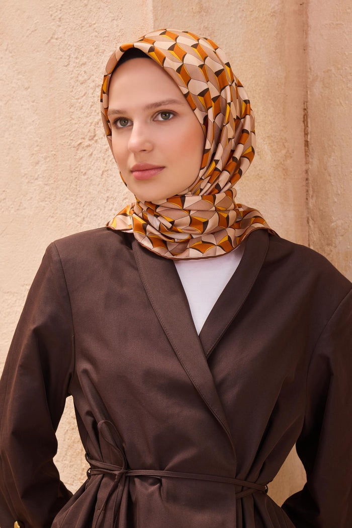 Belli İpek Eşarp - 4112-36 Turuncu Twill