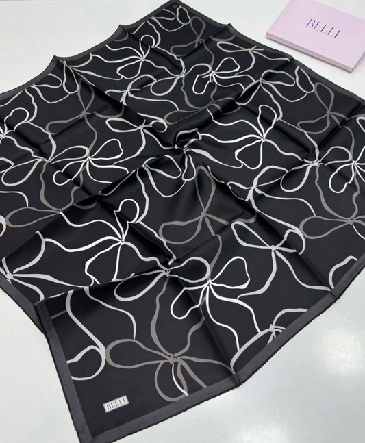 Belli İpek Eşarp - 4113-57 Siyah Twill