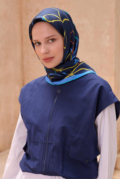 Belli İpek Eşarp - 4113-80 Lacivert Twill