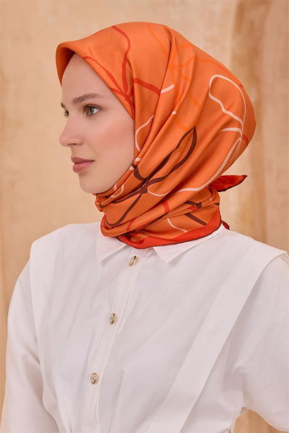 Belli İpek Eşarp - 4113-81 Turuncu Twill