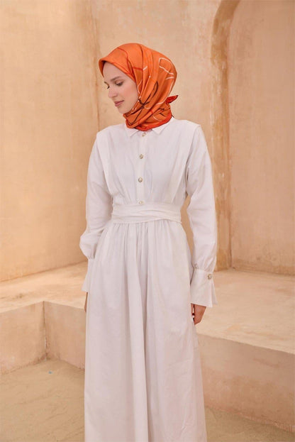 Belli İpek Eşarp - 4113-81 Turuncu Twill