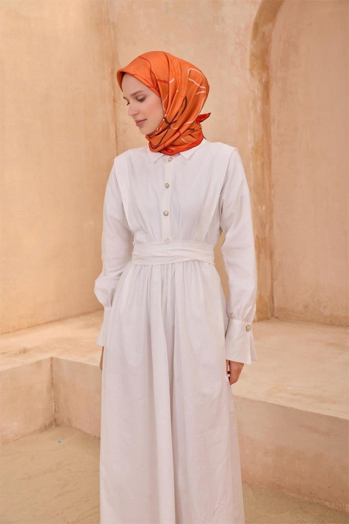 Belli İpek Eşarp - 4113-81 Turuncu Twill