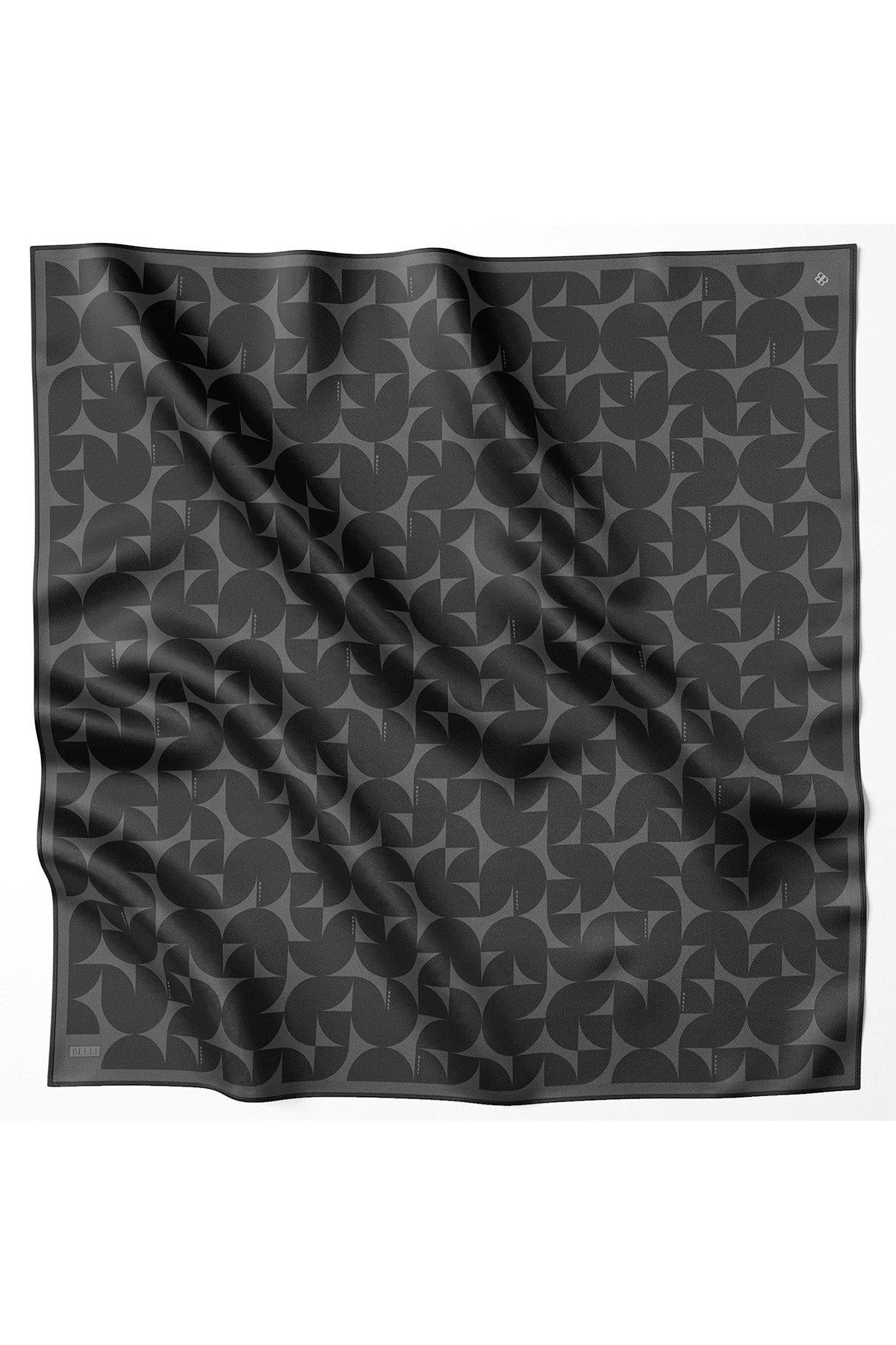 Belli İpek Eşarp - 4117-04 Siyah Füme Twill