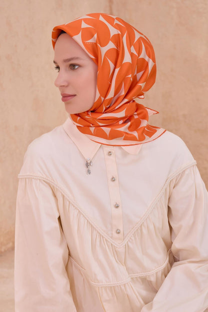 Belli İpek Eşarp - 4117-31 Turuncu Twill
