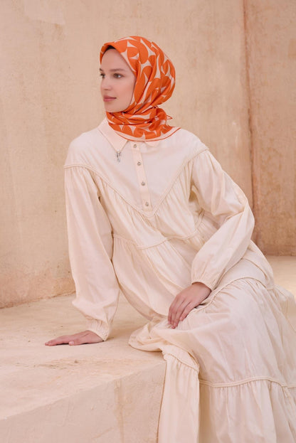 Belli İpek Eşarp - 4117-31 Turuncu Twill