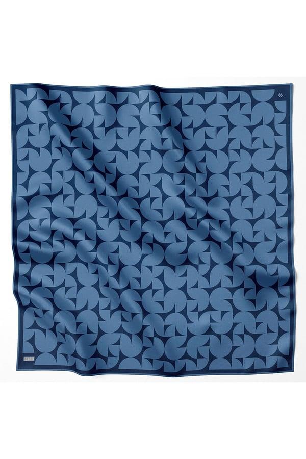 Belli İpek Eşarp - 4117-54 Mavi Twill