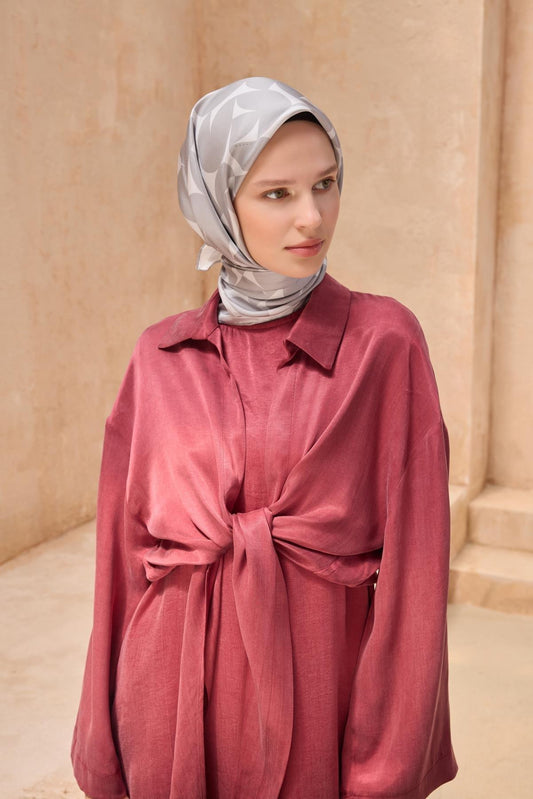 Belli İpek Eşarp - 4117-82 Gri Twill