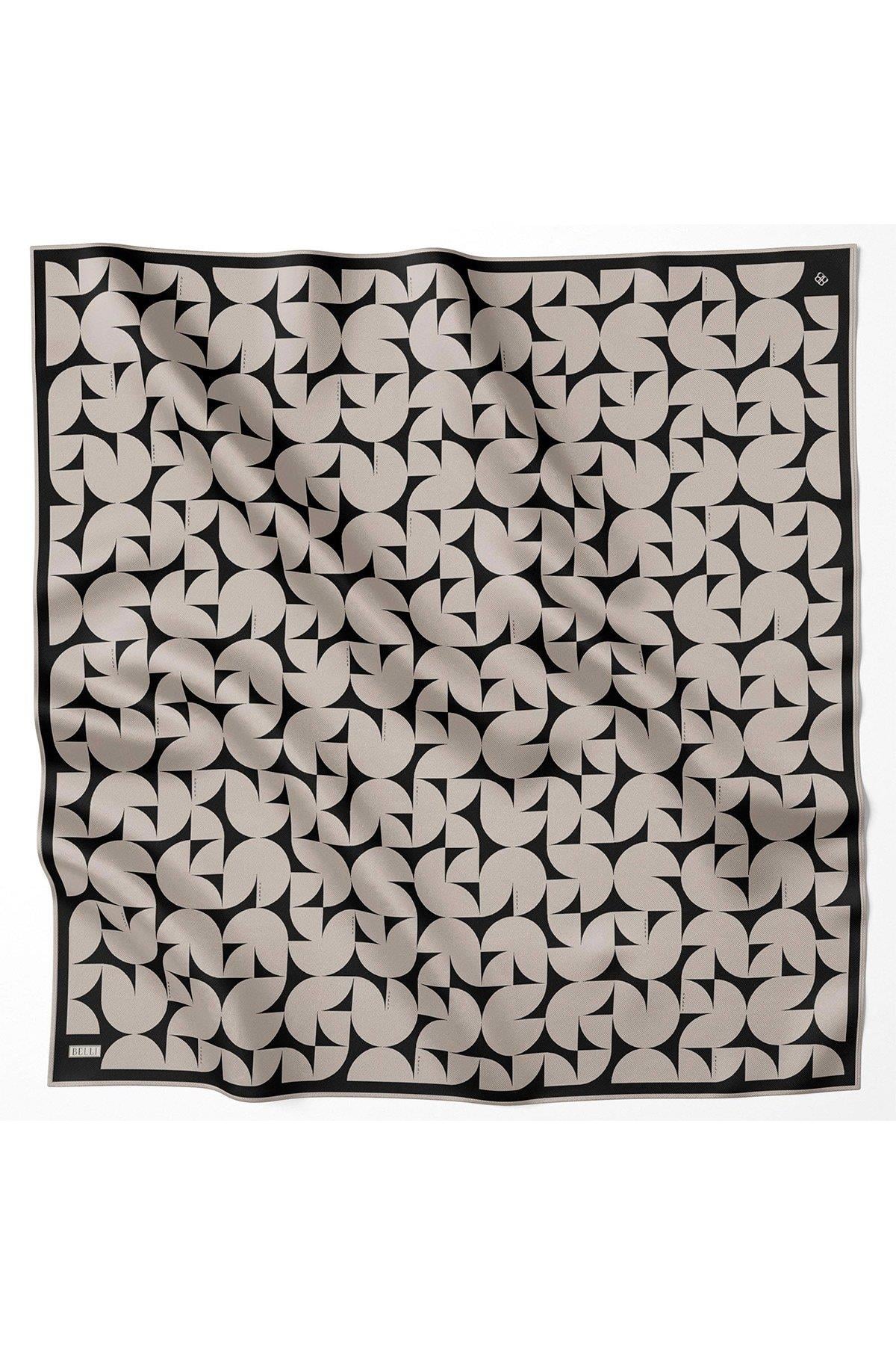 Belli İpek Eşarp - 4117-84 Taş Siyah Twill