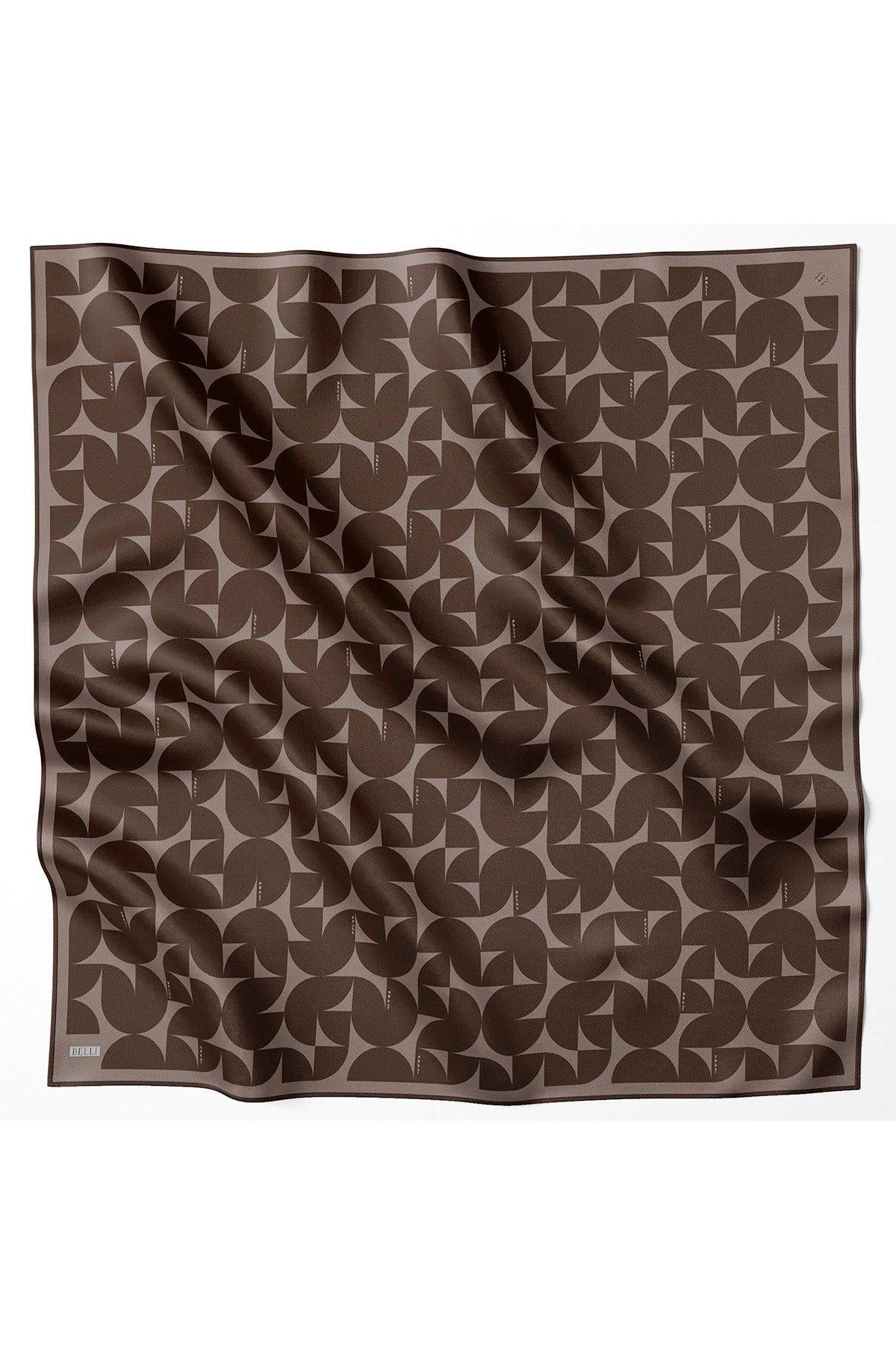 Belli İpek Eşarp - 4117-86 Kahve Twill