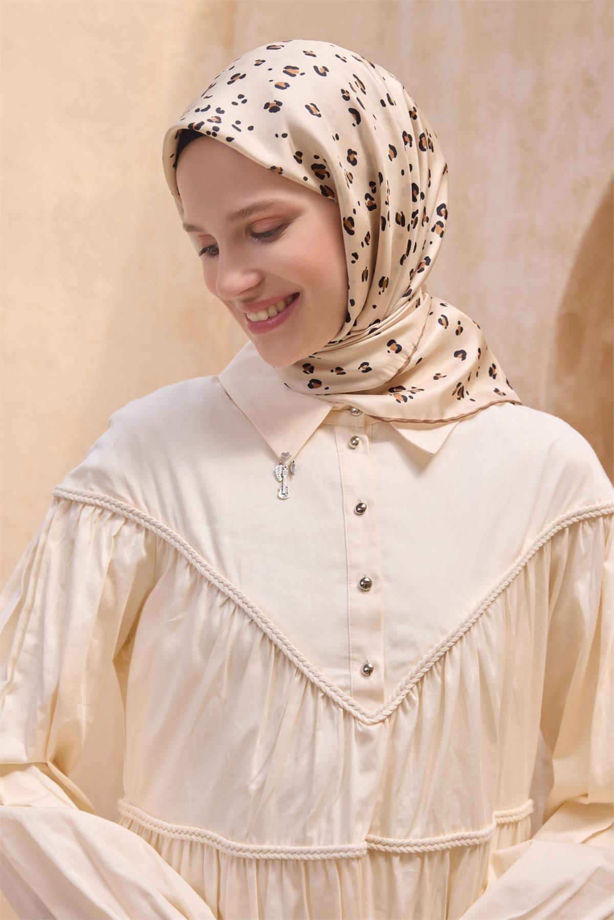 Belli İpek Eşarp - 4126-32 Bej Twill