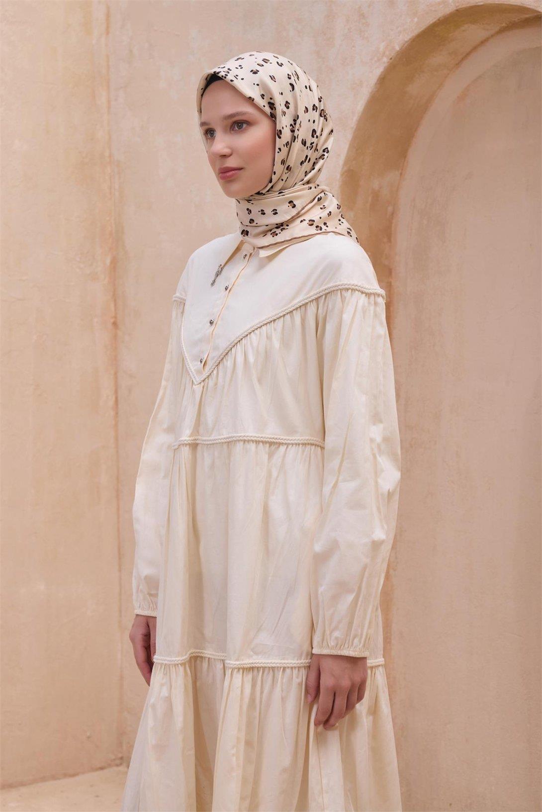 Belli İpek Eşarp - 4126-32 Bej Twill