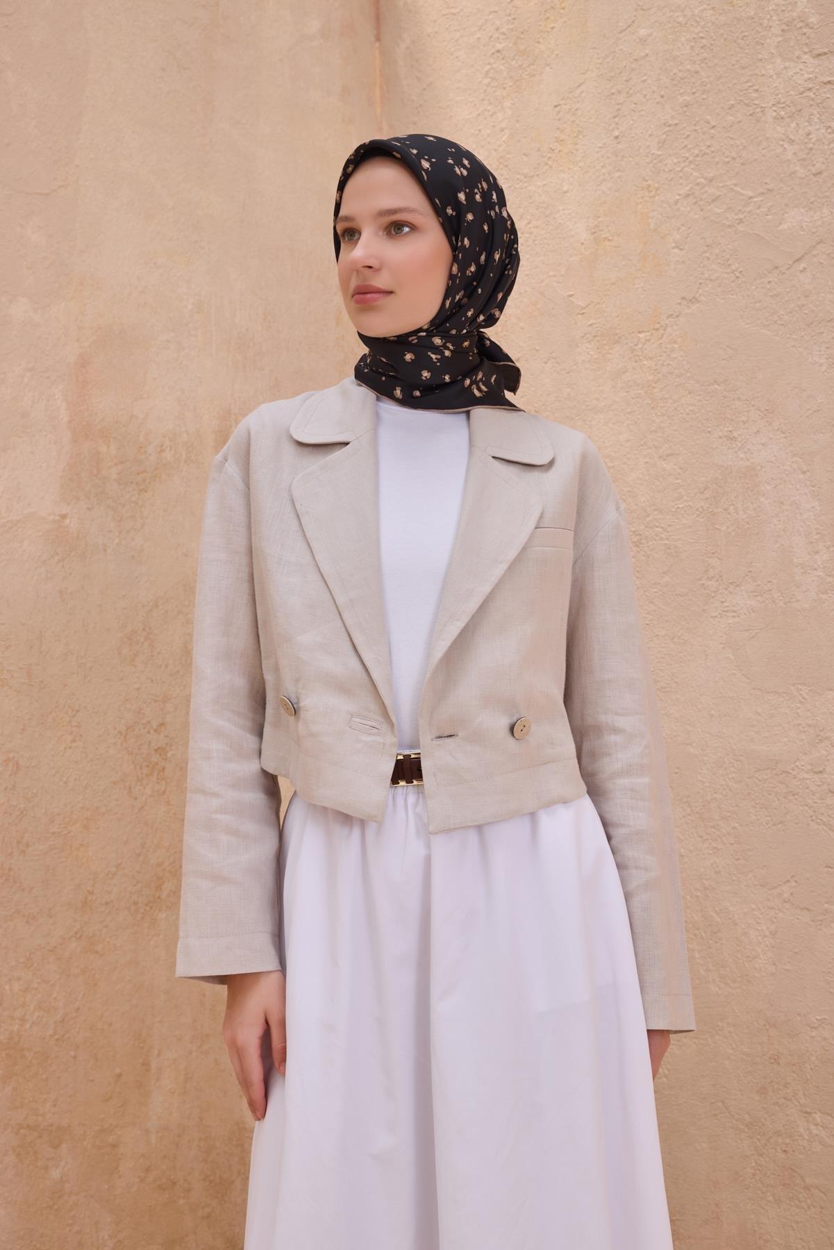 Belli İpek Eşarp - 4126-33 Siyah Twill