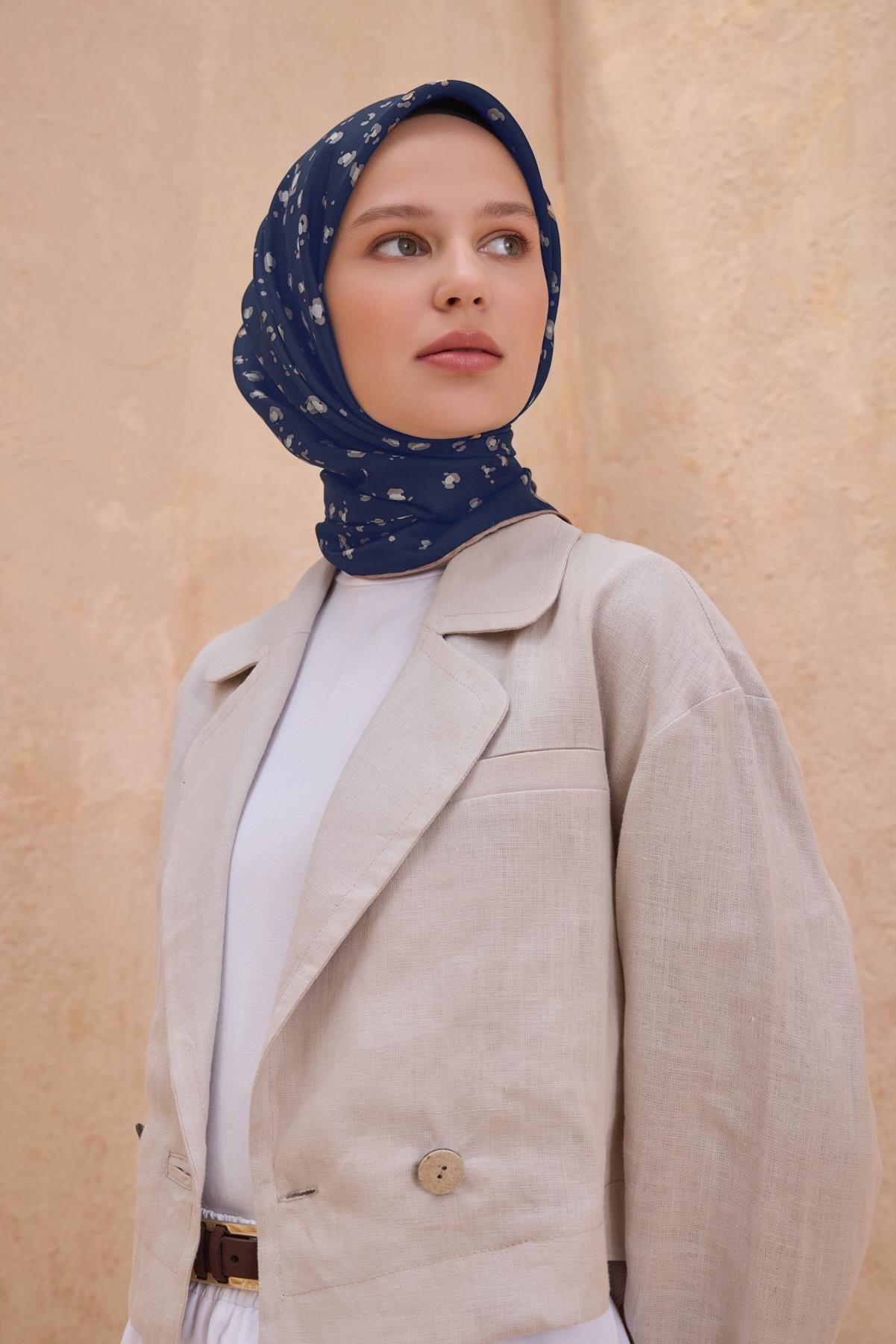 Belli İpek Eşarp - 4126-34 Lacivert Twill
