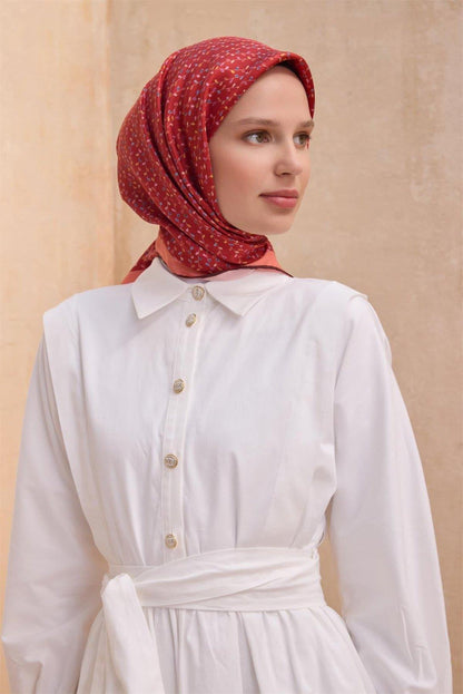 Belli İpek Eşarp - 4128-33 Kırmızı Twill