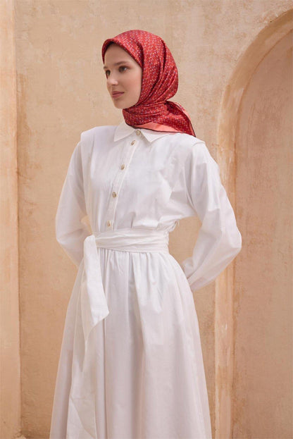 Belli İpek Eşarp - 4128-33 Kırmızı Twill