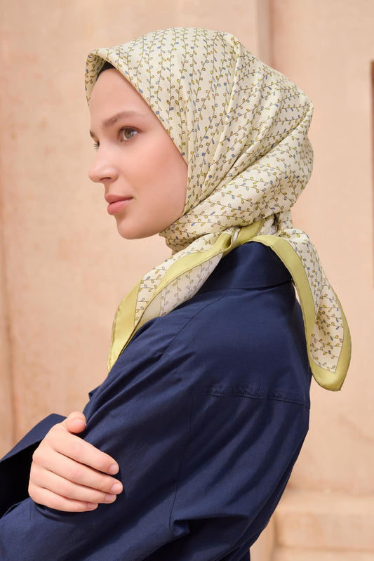 Belli İpek Eşarp - 4128-83 Fıstık Yeşili Twill