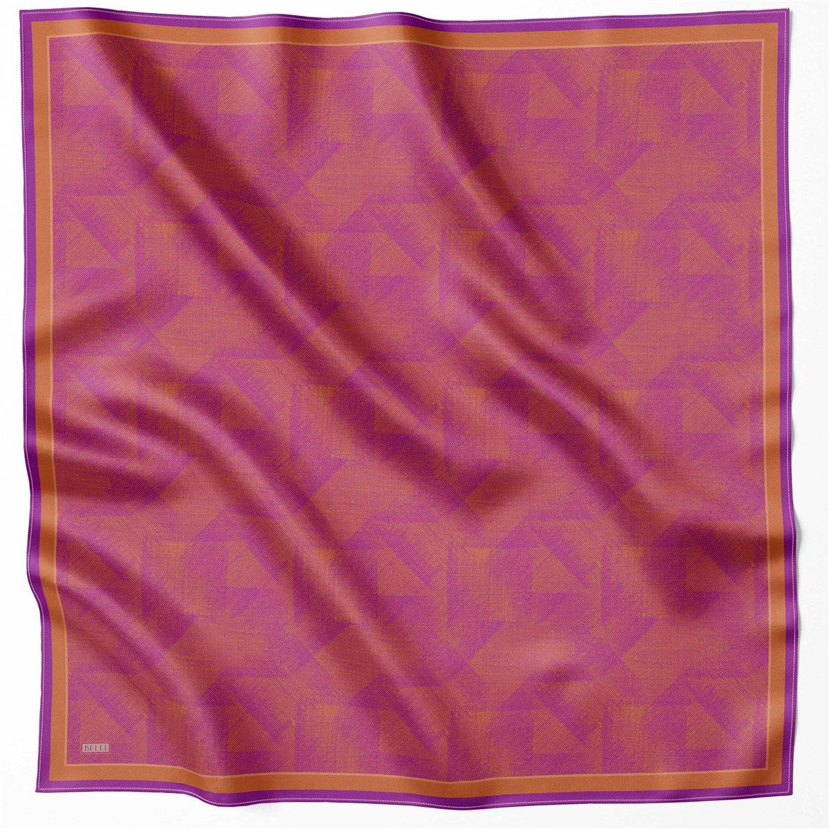 Belli İpek Eşarp - 4201-36 Turuncu Mor Twill
