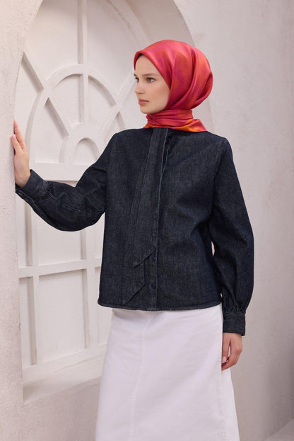 Belli İpek Eşarp - 4201-36 Turuncu Mor Twill