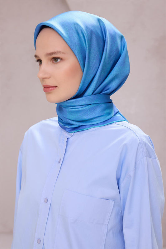 Belli İpek Eşarp - 4201-41 Mavi Twill