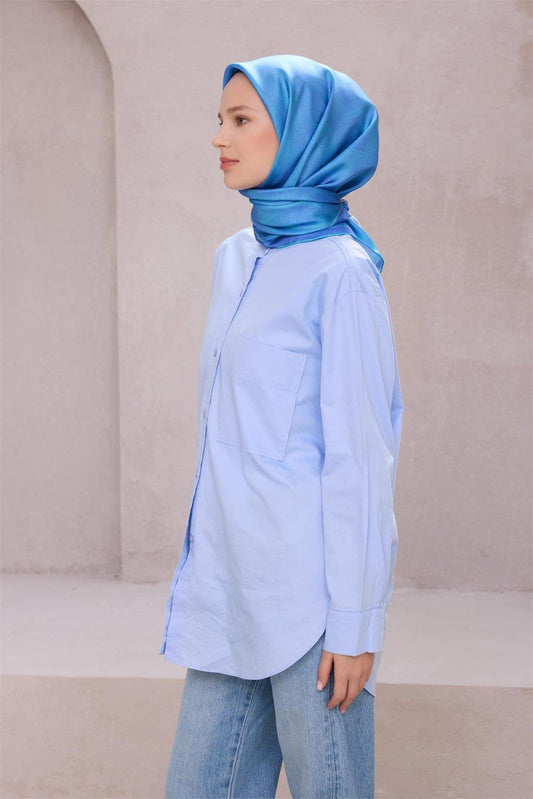 Belli İpek Eşarp - 4201-41 Mavi Twill