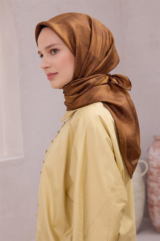 Belli İpek Eşarp - 4201-42 Camel Twill