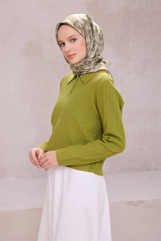 Belli İpek Eşarp - 4204-85 Yeşil Twill