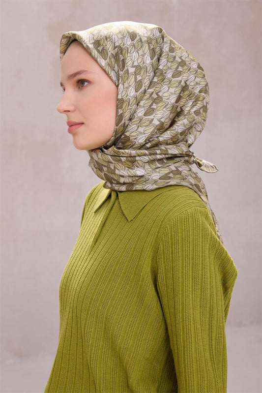 Belli İpek Eşarp - 4204-85 Yeşil Twill