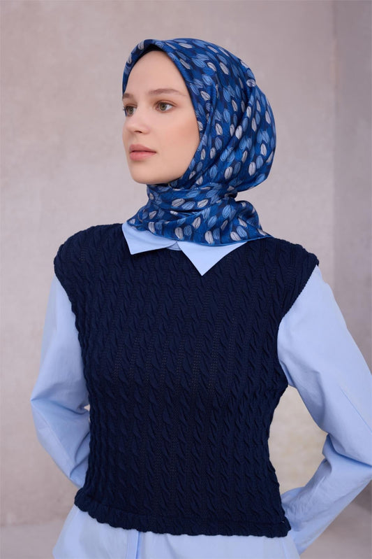 Belli İpek Eşarp - 4204-86 Lacivert Twill