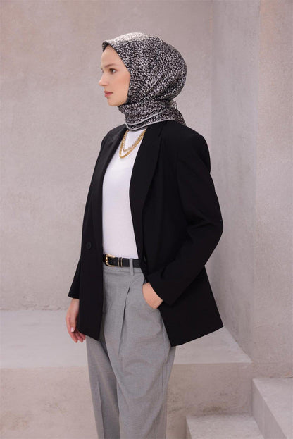 Belli İpek Eşarp - 4208-07 Siyah Twill