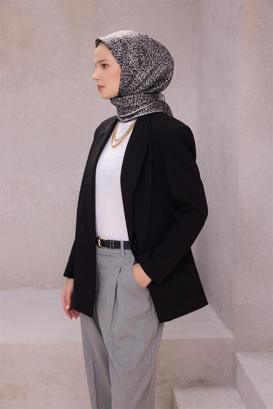Belli İpek Eşarp - 4208-07 Siyah Twill