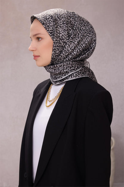 Belli İpek Eşarp - 4208-07 Siyah Twill