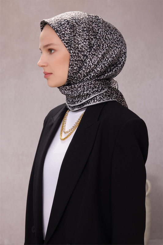 Belli İpek Eşarp - 4208-07 Siyah Twill