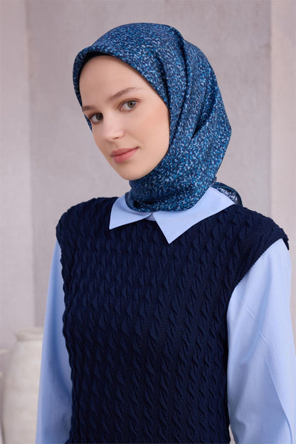 Belli İpek Eşarp - 4208-51 Lacivert Twill