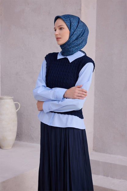 Belli İpek Eşarp - 4208-51 Lacivert Twill