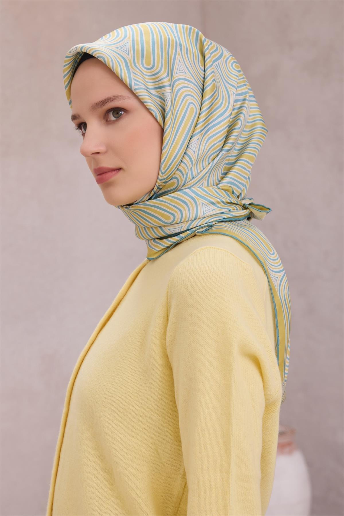Belli İpek Eşarp - 4209-01 Yeşil Twill