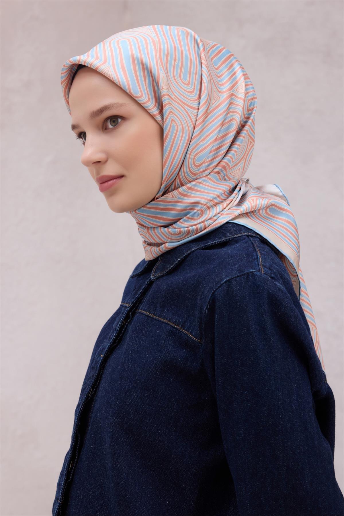 Belli İpek Eşarp - 4209-33 Somon Twill