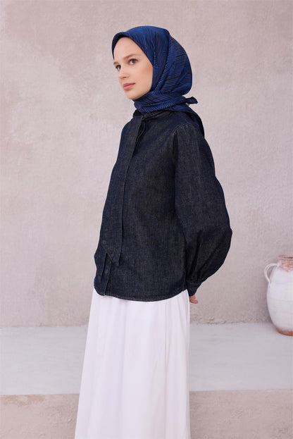 Belli İpek Eşarp - 4209-53 Lacivert Twill