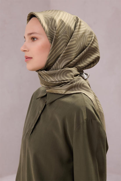 Belli İpek Eşarp - 4209-82 Haki Twill