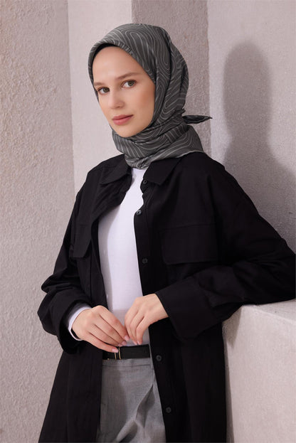 Belli İpek Eşarp - 4209-88 Gri Twill