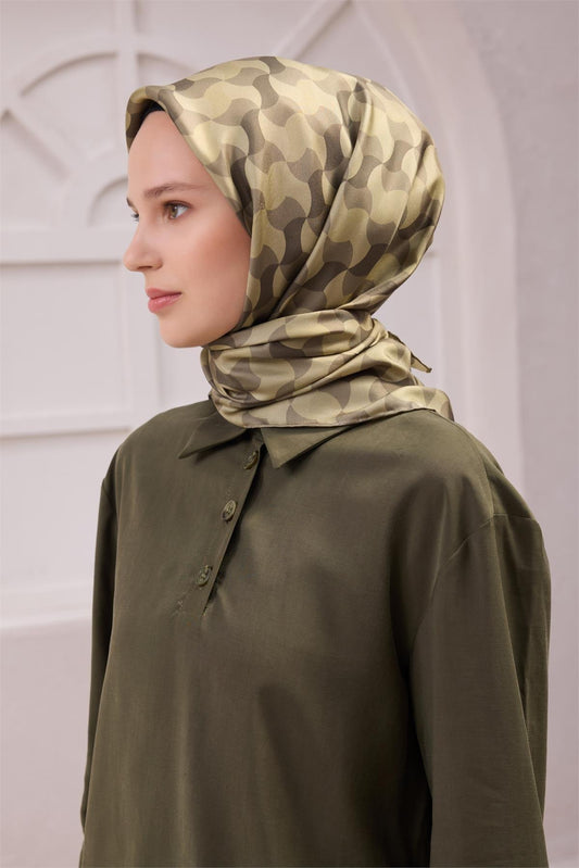 Belli İpek Eşarp - 4211-53 Haki Twill