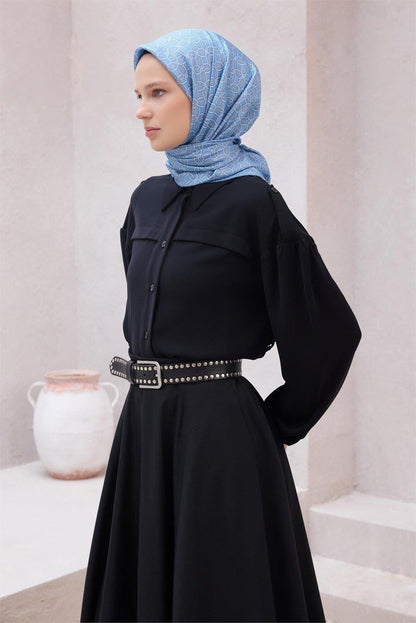 Belli İpek Eşarp - 4215-08 İndigo Twill